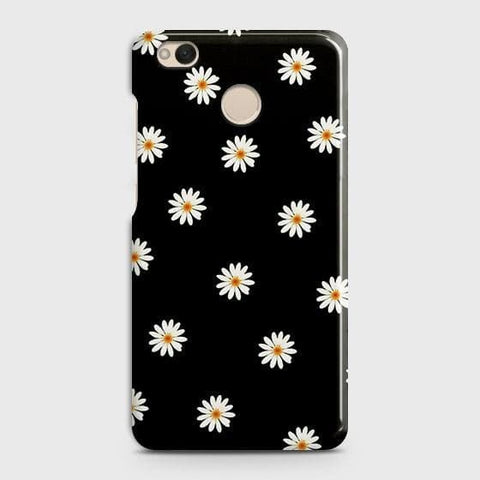 Xiaomi Redmi 4 / 4X Cover - Matte Finish - White Bloom Flowers with Black Background Printed Hard Case with Life Time Colors Guarantee