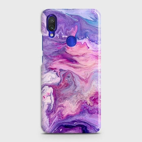 Xiaomi Redmi 7 Cover - Chic Blue Liquid Marble Printed Hard Case with Life Time Colors Guarantee
