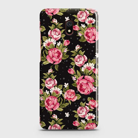 Xiaomi Redmi 8A Cover - Trendy Pink Rose Vintage Flowers Printed Hard Case with Life Time Colors Guarantee