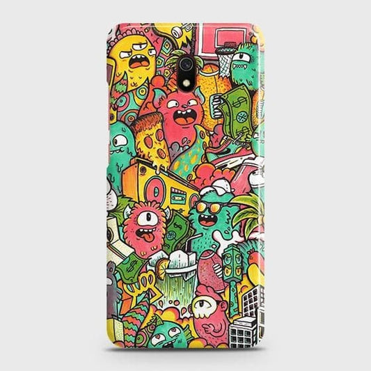 Xiaomi Redmi 8A Cover - Matte Finish - Candy Colors Trendy Sticker Collage Printed Hard Case with Life Time Colors Guarantee