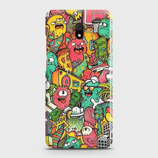 Xiaomi Redmi 8A Cover - Matte Finish - Candy Colors Trendy Sticker Collage Printed Hard Case with Life Time Colors Guarantee