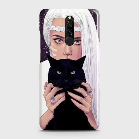 Xiaomi Redmi 8Cover - Trendy Wild Black Cat Printed Hard Case with Life Time Colors Guarantee