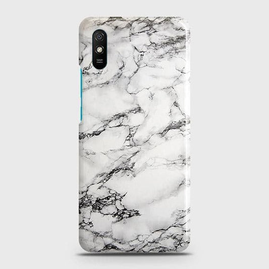 Xiaomi Redmi 9A Cover - Matte Finish - Trendy Mysterious White Marble Printed Hard Case with Life Time Colors Guarantee