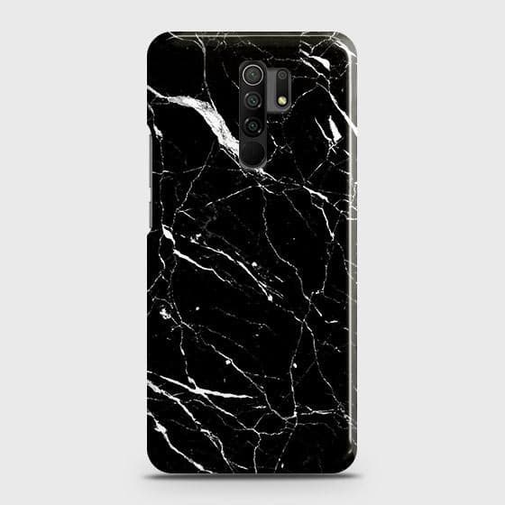 Xiaomi Redmi 9 Cover - Trendy Black Marble Printed Hard Case with Life Time Colors Guarantee