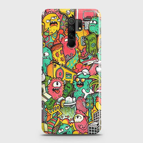 Xiaomi Redmi 9 Cover - Matte Finish - Candy Colors Trendy Sticker Collage Printed Hard Case with Life Time Colors Guarantee