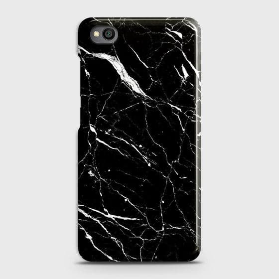 Xiaomi Redmi Go Cover - Trendy Black Marble Printed Hard Case with Life Time Colors Guarantee