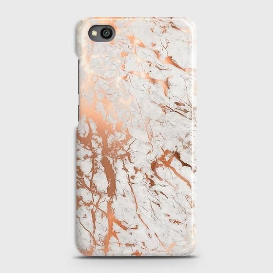 Xiaomi Redmi Go Cover - In Chic Rose Gold Chrome Style Printed Hard Case with Life Time Colors Guarantee