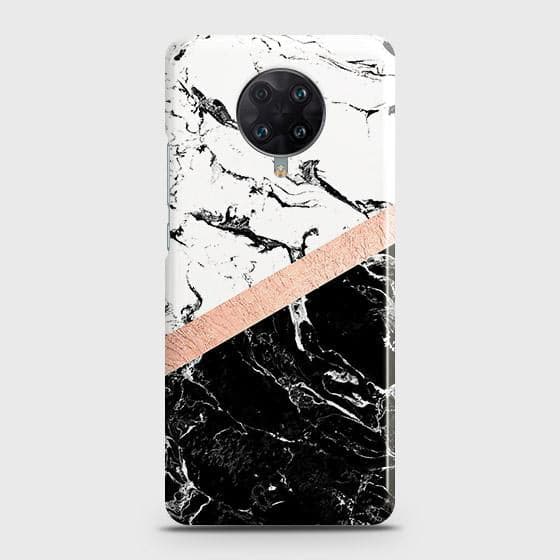 Xiaomi Redmi K30 Pro Zoom Cover - Black & White Marble With Chic RoseGold Strip Case with Life Time Colors Guarantee