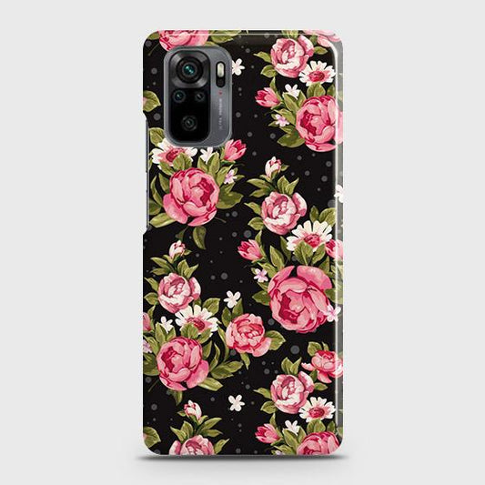 Xiaomi Redmi Note 10S Cover - Trendy Pink Rose Vintage Flowers Printed Hard Case with Life Time Colors Guarantee