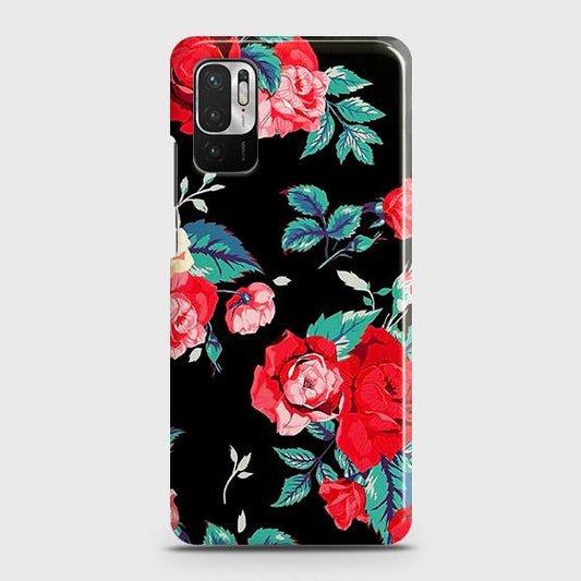 Xiaomi Redmi Note 10 5G Cover - Luxury Vintage Red Flowers Printed Hard Case with Life Time Colors Guarantee