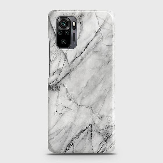 Xiaomi Redmi Note 10 Pro Max Cover - Matte Finish - Trendy White Marble Printed Hard Case with Life Time Colors Guarantee