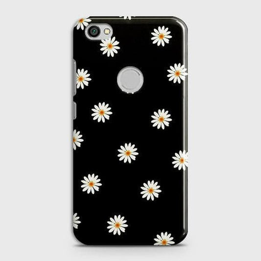 Xiaomi Redmi Note 5A Prime Cover - Matte Finish - White Bloom Flowers with Black Background Printed Hard Case with Life Time Colors Guarantee