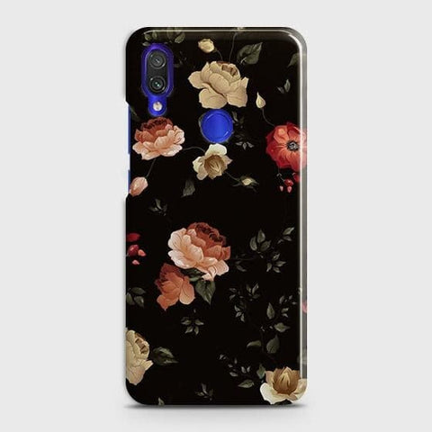 Xiaomi Redmi Note 7 Cover - Matte Finish - Dark Rose Vintage Flowers Printed Hard Case with Life Time Colors Guarantee