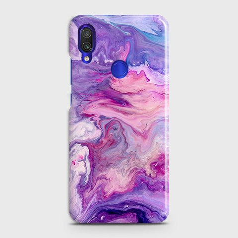 Xiaomi Redmi Note 7 Cover - Chic Blue Liquid Marble Printed Hard Case with Life Time Colors Guarantee