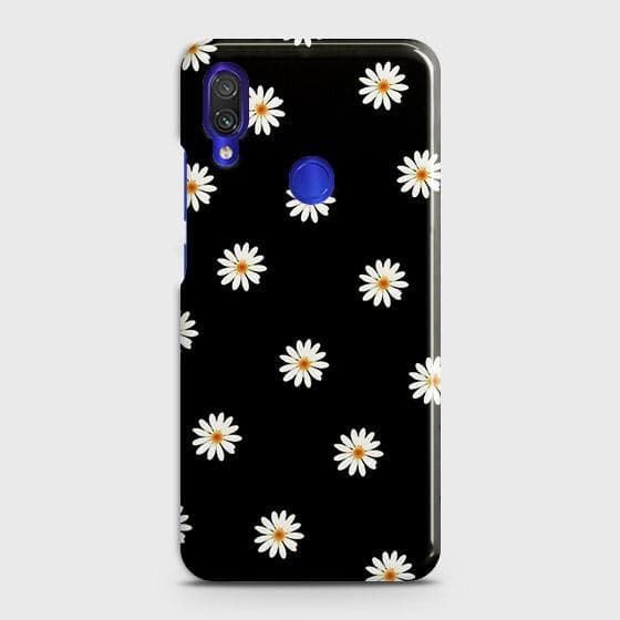 Xiaomi Redmi Note 7 Cover - Matte Finish - White Bloom Flowers with Black Background Printed Hard Case with Life Time Colors Guarantee