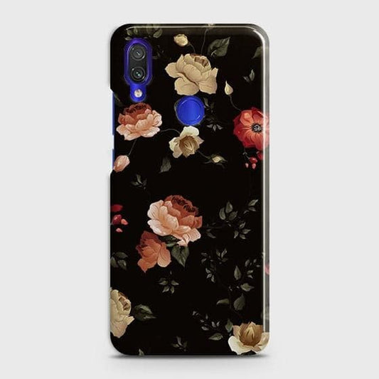 Xiaomi Redmi Note 7 Pro Cover - Matte Finish - Dark Rose Vintage Flowers Printed Hard Case with Life Time Colors Guarantee
