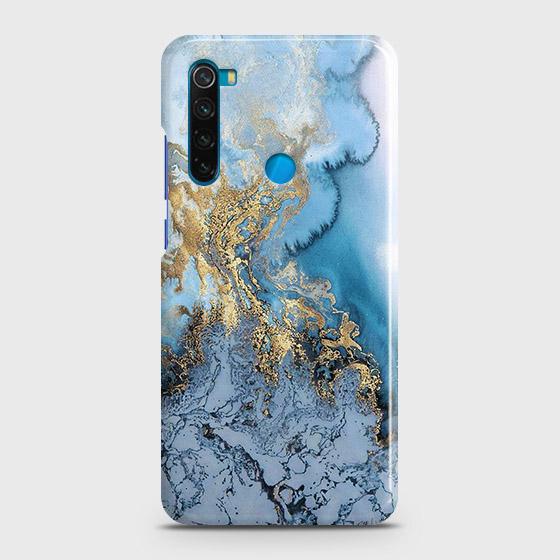 Xiaomi Redmi Note 8Cover - Trendy Golden & Blue Ocean Marble Printed Hard Case with Life Time Colors Guarantee