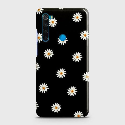 Xiaomi Redmi Note 8 Cover - Matte Finish - White Bloom Flowers with Black Background Printed Hard Case with Life Time Colors Guarantee