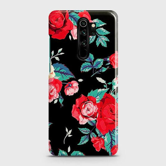 Xiaomi Redmi Note 8 Pro Cover - Luxury Vintage Red Flowers Printed Hard Case with Life Time Colors Guarantee