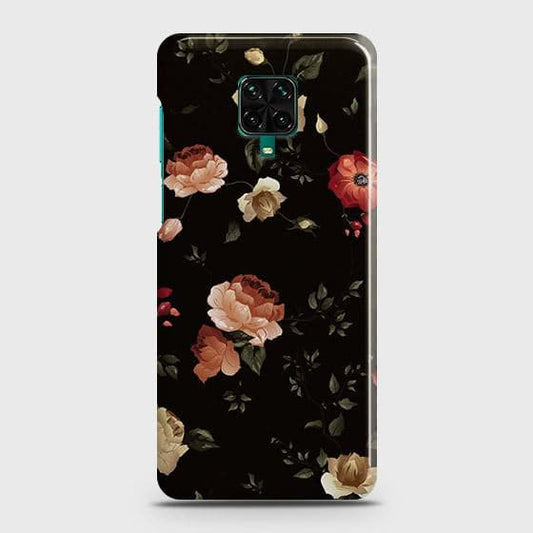 Xiaomi Redmi Note 9 Pro Cover - Matte Finish - Dark Rose Vintage Flowers Printed Hard Case with Life Time Colors Guarantee