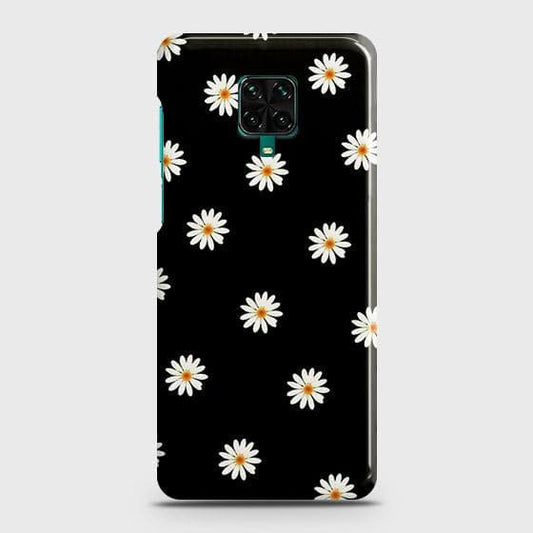 Xiaomi Redmi Note 9 Pro Cover - Matte Finish - White Bloom Flowers with Black Background Printed Hard Case with Life Time Colors Guarantee