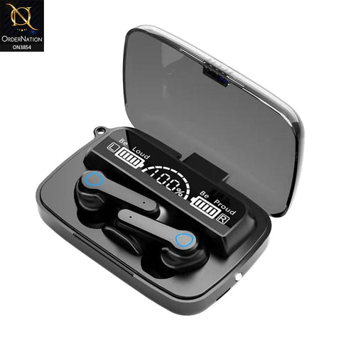 M19 Earbuds TWS Earphone Touch Control Wireless Bluetooth 5.1 Headphones digital display bluetooth headset/with flashlight new- Black