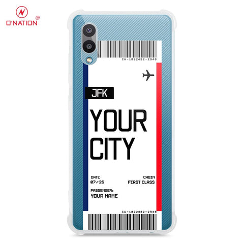 Samsung Galaxy A02 Cover - Personalised Boarding Pass Ticket Series - 5 Designs - Clear Phone Case - Soft Silicon Borders