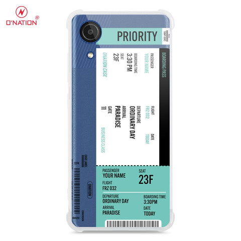 Samsung Galaxy A03 Core Cover - Personalised Boarding Pass Ticket Series - 5 Designs - Clear Phone Case - Soft Silicon Borders
