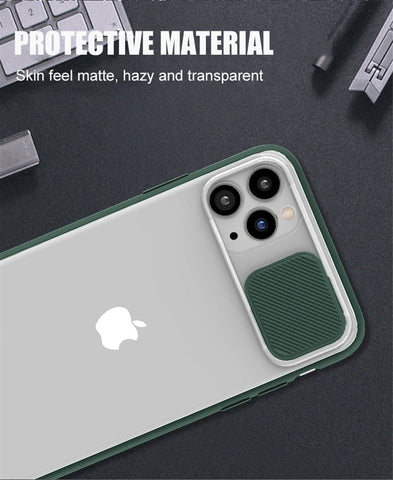 iPhone 11 Pro Max Cover - Green - Translucent Matte Shockproof Camera Slide Protection Case