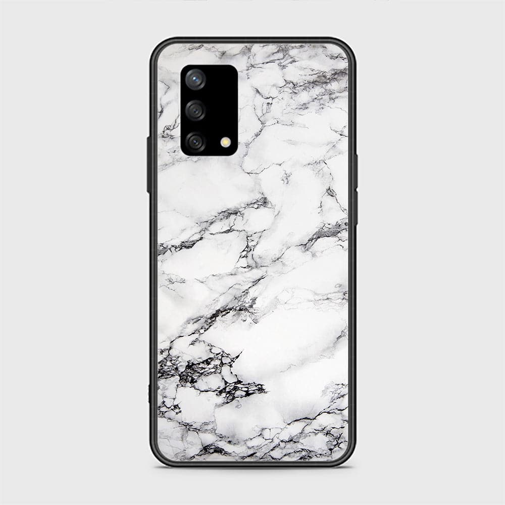 Oppo Reno 6 Lite Cover - White Marble Series - HQ Ultra Shine Premium Infinity Glass Soft Silicon Borders Case