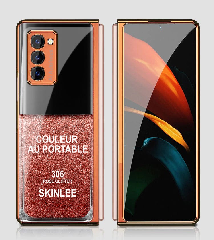 Samsung Galaxy Z Fold 2 5G Cover - Couleur Au Portable Series - Premium Electroplated Infinity Ultra Shine Glass Soft Silicon Borders Case