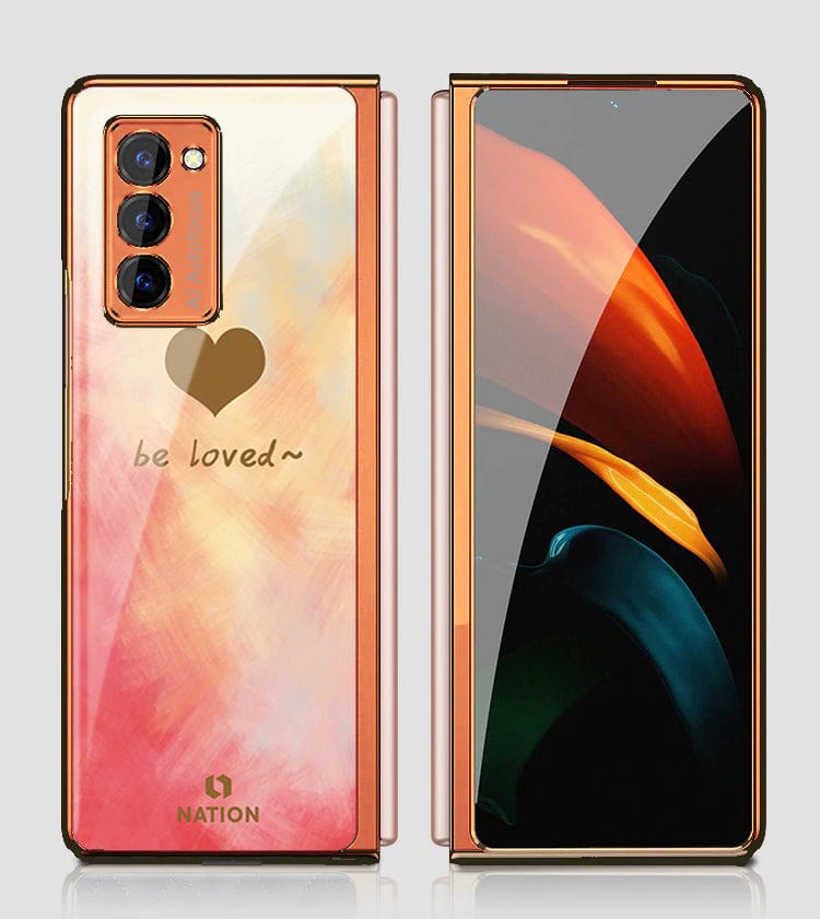 Samsung Galaxy Z Fold 2 5G Cover - ONation Heart Series - Premium Electroplated Infinity Ultra Shine Glass Soft Silicon Borders Case