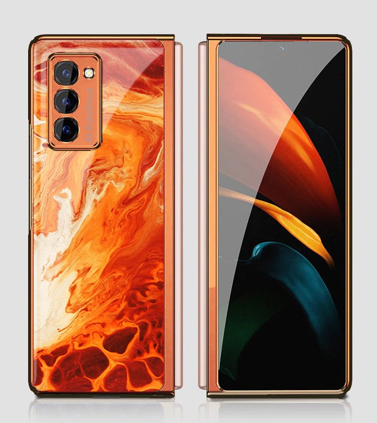 Samsung Galaxy Z Fold 2 5G Cover - Mystic Marble Series - Premium Electroplated Infinity Ultra Shine Glass Soft Silicon Borders Case