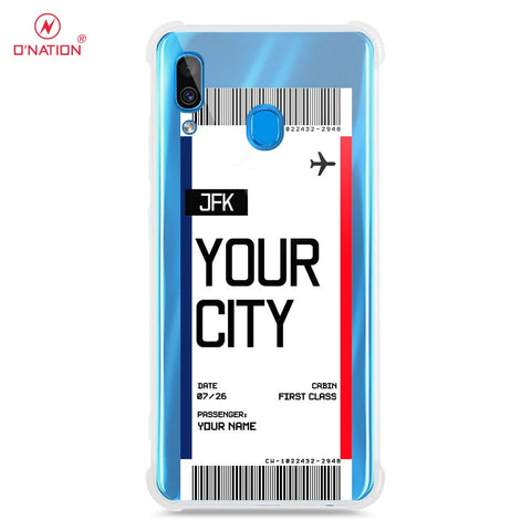 Samsung Galaxy A20 Cover - Personalised Boarding Pass Ticket Series - 5 Designs - Clear Phone Case - Soft Silicon Borders