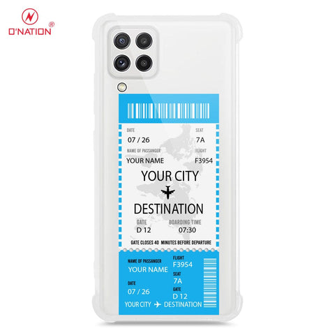 Samsung Galaxy A22 Cover - Personalised Boarding Pass Ticket Series - 5 Designs - Clear Phone Case - Soft Silicon Borders