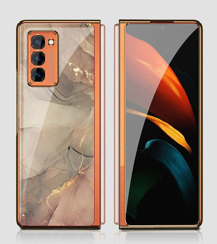 Samsung Galaxy Z Fold 2 5G Cover - Mystic Marble Series - Premium Electroplated Infinity Ultra Shine Glass Soft Silicon Borders Case