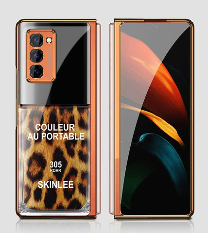 Samsung Galaxy Z Fold 2 5G Cover - Couleur Au Portable Series - Premium Electroplated Infinity Ultra Shine Glass Soft Silicon Borders Case