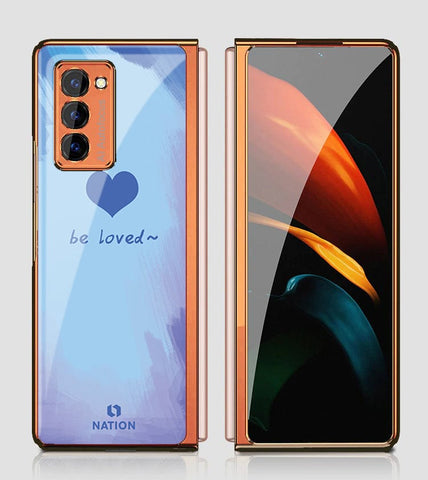 Samsung Galaxy Z Fold 2 5G Cover - ONation Heart Series - Premium Electroplated Infinity Ultra Shine Glass Soft Silicon Borders Case
