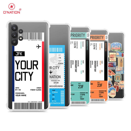 Samsung Galaxy A32 Cover - Personalised Boarding Pass Ticket Series - 5 Designs - Clear Phone Case - Soft Silicon Borders U10