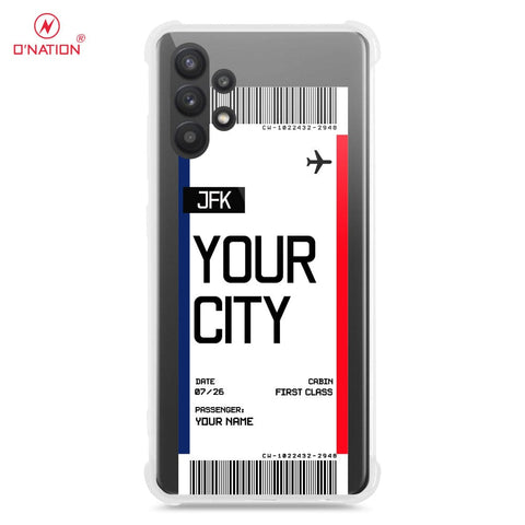 Samsung Galaxy A32 Cover - Personalised Boarding Pass Ticket Series - 5 Designs - Clear Phone Case - Soft Silicon Borders U10