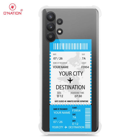 Samsung Galaxy A32 Cover - Personalised Boarding Pass Ticket Series - 5 Designs - Clear Phone Case - Soft Silicon Borders U10