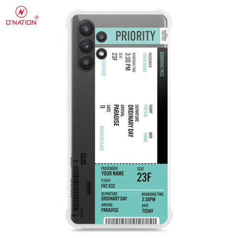 Samsung Galaxy A32 Cover - Personalised Boarding Pass Ticket Series - 5 Designs - Clear Phone Case - Soft Silicon Borders U10