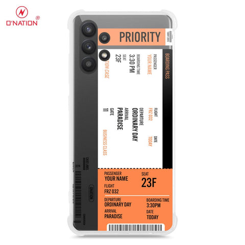 Samsung Galaxy A32 Cover - Personalised Boarding Pass Ticket Series - 5 Designs - Clear Phone Case - Soft Silicon Borders U10