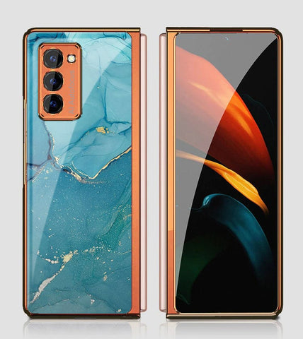 Samsung Galaxy Z Fold 2 5G Cover - Mystic Marble Series - Premium Electroplated Infinity Ultra Shine Glass Soft Silicon Borders Case