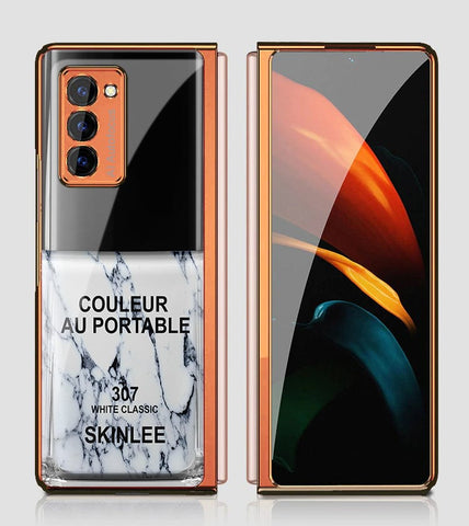 Samsung Galaxy Z Fold 2 5G Cover - Couleur Au Portable Series - Premium Electroplated Infinity Ultra Shine Glass Soft Silicon Borders Case