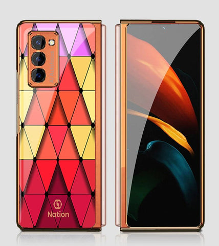 Samsung Galaxy Z Fold2 Cover - ONation Pyramid Series - Premium Electroplated Infinity Ultra Shine Glass Soft Silicon Borders Case