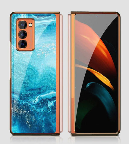 Samsung Galaxy Z Fold 2 5G Cover - Mystic Marble Series - Premium Electroplated Infinity Ultra Shine Glass Soft Silicon Borders Case