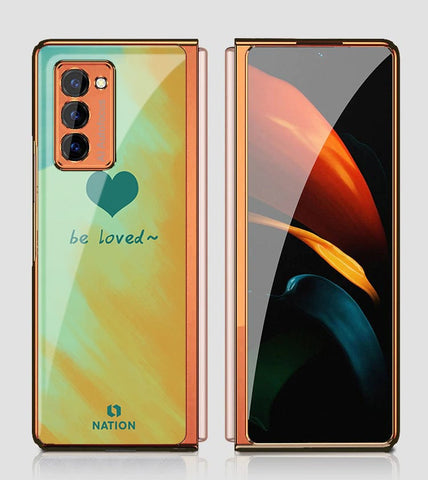 Samsung Galaxy Z Fold 2 5G Cover - ONation Heart Series - Premium Electroplated Infinity Ultra Shine Glass Soft Silicon Borders Case