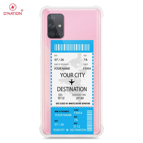 Samsung Galaxy A51 Cover - Personalised Boarding Pass Ticket Series - 5 Designs - Clear Phone Case - Soft Silicon Borders