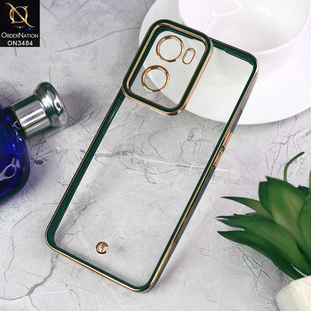 Oppo A57 5G Cover - Green - New Electroplated Side Borders Camera Protection Case